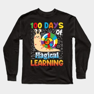 100 Days of Magical Learning Funny Snail 100 Days of School Long Sleeve T-Shirt